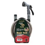 LINZI Expandable Garden Water Hose 15M 50FT Magic Hose Double Latex Inner Hose Flexible No Kink + Plastic Connectors + 7 Function Spray Gun + Hose Holder