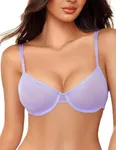 Avidlove Women Sexy Bra Sheer Mesh Unlined Underwire Bra See Throuh Support Everyday Bra Light Purple