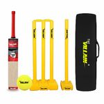 THE VILLAIN Sturdy Wooden Tennis Cricket Bat | Full Size | Bat, Ball, Wicket Set & Kit Cover | Ultimate Choice for The Elite Players | (Pack of 4)