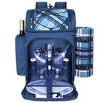 Hap Tim Picnic Basket Backpack for 2 Person with 2 Insulated Cooler Compartment, Wine Holder, Fleece Blanket, Cutlery Set,Perfect for Beach, Hiking, Camping, BBQs, Family or Wedding Gifts(36083-BL)