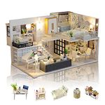 GuDoQi DIY Miniature Dollhouse Kit, Tiny House kit with Furniture and Music, Miniature House Kit 1:24 Scale, Great Handmade Crafts Gift for Birthday Easter, Simple Life House