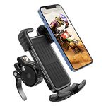 Marspeeder Bike Motorcycle Phone Mount, Super Stable Bike Motorcycle Phone Holder with Security Lock, Bicycle Phone Mount with Soft Cushion & Adjustable Metal Clip Compatible with 4.7''-6.8'' Phone