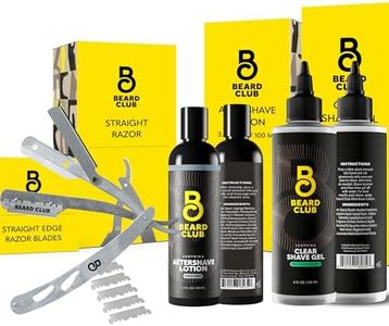 Beard Club Straight Razor for Men, Shaving Gel & Aftershave for Men – Hydrating Mens Shave Cream, Soothing After Shave Lotion & Navajas Para Barbero - Barber Straight Edge Razor Kit - Gift Kit