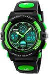 Kid's Digital Watch LED Outdoor Sports 50M Waterproof Watches Boys Children's Analog Quartz Wristwatch with Alarm - Green