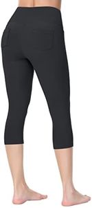 Dragon Fit Women's Capris Leggings High Waisted Casual Workout Running Yoga Pants with Pockets Black
