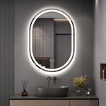 Dripex 500 x 700 mm Bluetooth Oval Bathroom LED Mirror, Illuminated Bathroom Mirror with Light, Backlit Wall Mounted Mirror with Demister, Anti-fog, 3 Lighting Modes, Dimming Light, IP44