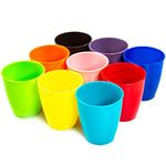 Youngever 8 Ounce Kids Cups, 9 Pack Kids Plastic Cups, 8 Ounce Kids Drinking Cups, Toddler Cups, Cups for Kids Toddlers, Unbreakable Toddler Cups (Rainbow Colors)