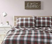 Comfort Spaces Cotton Flannel Breathable Warm Deep Pocket Sheets With Pillow Case Bedding, King, Scottish Plaid Red