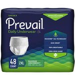 Prevail Maximum Absorbency Incontinence Underwear, 2X-Large, 12-Count (Pack of 4)