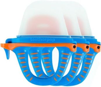 Teetherpop Fillable Silicone Teether for Babies (3-Pack) – Breastmilk Popsicle Molds for Teething w/Spill-Proof Sippy Slits – Baby Teethers for Liquid & Purée – Cooling Teething Relief (BlueOrange)