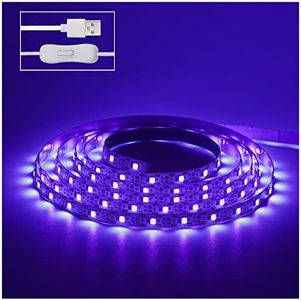 6.6FT/2M LED Black Light Strip - 120 Units LED UV Wick 395-400nm, USB DC 5V Flexible Blacklight Fixtures, 10W Blacklight Strip for Indoor Decor, Glow Poster, Bedroom, Playroom, Halloween, Dark Party