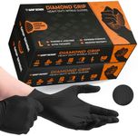 GripSense Nitrile Gloves (2 Packs of 50) - High Density Diamond Grip Black Gloves - Latex & Powder Free Black Nitrile Gloves Large - Mechanic Gloves Extra Thick & Super Strong - Max Dexterity L5