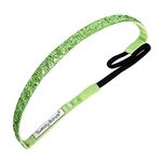 Sweaty Bands Womens Girls Headband - Non-Slip Velvet-Lined Sparkle Hairband - Viva Diva Lime Green 1-Inch