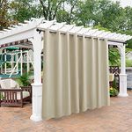 BONZER Waterproof Outdoor Curtains for Patio Gazebo Pergola Balcony - Thermal Insulated Sunlight Blocking Grommet Blackout Curtains for Bedroom Living Room,1 Panel, 120W x 108L inch, Cream