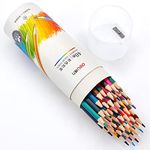 EZWORK 48 Pack Wooden Colored Pencils with Built-in Sharpener in Tube Cap, Vibrant Color Presharpened Pencils Easy to Color Book, Soft Core Art Drawing Pencils for Coloring, Sketching, and Painting