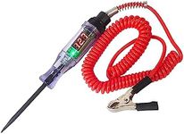 Sodcay 1 PC Car Digital Electric Pen, 6V-12V-24V DC Circuit Tester Light, Test Light with 5.9Ft Extended Spring Wire, Truck Vehicle Circuits Low Voltage Probe (Red) (SOXSB701RE-6V/12V/24V-1)