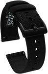 BARTON WATCH BANDS, 18mm Black - Canvas Quick Release Watch Band Straps - Choose Color & Width - 18mm, 20mm, or 22mm - Black PVD Buckle