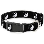 Buckle Down Plastic Clip Collar - Yin Yang Symbol Black/White - 1" Wide - Fits 15-26" Neck - Large