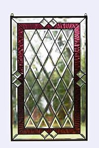 20" x 34" Stunning Handcrafted Hanging Stained Glass Clear Beveled Window Panel