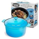 Granitestone Dutch Oven, 5 Quart Ultra Nonstick Enameled Lightweight Aluminum Dutch Oven Pot with Lid, Round 5 Qt. Stock Pot, Dishwasher & Oven Safe, Induction Capable, Healthy 100% PFOA Free, Blue