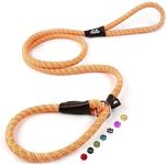 TwoEar 6FT Slip Lead Dog Leash, Heavy Duty Slip Leash for Dogs with Highly Reflective, Strong Rope Slip Leads No Pull Pet Training Leashes for Large Medium Dogs (1/2", Orange)