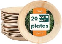 HAAGO 20 Pack Palm Leaf Plates 6 Inch (Round) Like Disposable Bamboo Plates | Disposable Tableware for Party, Picnic, Outdoor | Biodegradable & Microwave Safe