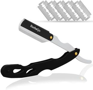 Straight Razor - Straight Razors for Men, BarbaQo Professional Barber Razor with 10 Sinlge Blades, 100% Stainless Steel Straight Razor for Close Shaving