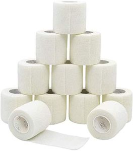Venda cohesiva 5cm x 4.5m deportivo cohesivo cinta 12Rollos vendas autoadhesiva,vendaje adhesivo,venda de agarre de tatuaje para primeros auxilios,deportes y accesorios de agarre de tatuaje (blanco)