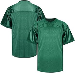 TKJPYWYH Blank Football Jersey,Men's Practice Jersey Football Mesh Athletic Shirt,Hip Hop Sports Blank T-Shirt S-3XL White Black Blue Green Red Brown(Dark Green,Small)