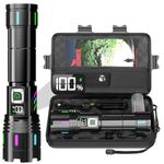 Shadowhawk Torch Light High Power Rechargeable 10000 Lumens - 30W LED Flashlight with LCD Display | Long Range 2km & 12H Long Lasting USB C Powerful Waterproof Torches for Camping/Trekking/Emergency