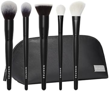 Morphe Face The Beat Makeup Brushes - 5 Piece Makeup Brush Set with Foundation, Blush, Contour & Blending Brushes - Made with Synthetic Bristles & Includes Makeup Brush Case (5 Count)