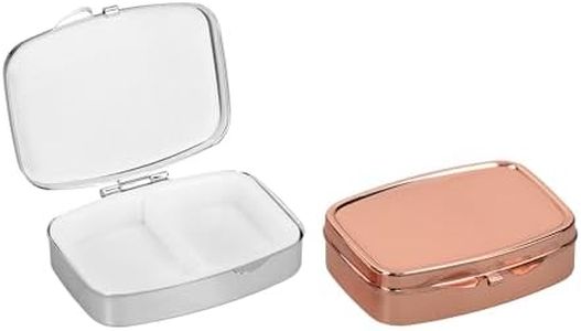 kwmobile 2 Compartment Pill Box - Set of 2X Stainless Steel Travel Box Organizer for Tablets and Prescriptions - Silver/Rose Gold