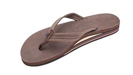 Rainbow Sandals Women's Double Layer Leather w/ 3/4" Strap, Expresso, 8.5-9.5