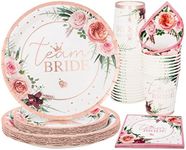 PARTY GO 100PCS Team Bridal Shower Party Supplies Bachelorette Paper Plates Napkins Cups Disposable Tableware Set, Bride Favors Decor for Engagement Wedding Bachelorette Party (25 Guests, Rose Gold)