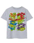 Teenage Mutant Ninja Turtles Kids T-Shirt | Grey TMNT Graphic Tee for Boys & Girls | Short Sleeve Cartoon Apparel | Raphael, Mikey, Leo & Donatello Retro Tshirt | Movie Gift for Children & Teens