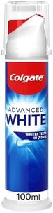 Colgate Advanced White Toothpaste Pump 100 ml - Teeth whitening toothpaste - With active micro-cleaning crystals - Enamel safe toothpaste - Whiter teeth in 10 days - Clinically proven whiter teeth