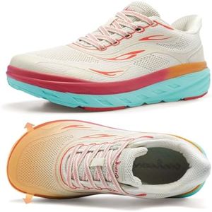 Women's Orthopedic Diabetic Wide Tennis Shoes: Arch Support Arthritis Hammer Toes Plantar Fasciitis Heel Spur High Instep Walking Shoes, Breathable Slip On Leisure Sneakers Beige Size 7.5
