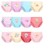 Girls' Knickers 12 Pack Girls Underwear Comfortable Briefs Girls Cotton (3-5 Years) MULTICOLOR, Size:M