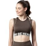 Enamor Athleisure-Padded Wirefree Full Coverage High Impact with Antimicrobial & Sweat Wicking Longline Active Energy Sports Bra for Womens-A201 (A201_Olive Night_S)