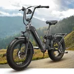 Corgi Electric Bike for Adults 960W, 48V 20Ah Battery Ebike, 20'' Fat Tire Full Suspension Mountain Ebike, Step-Thru E Bike, 28MPH & 80Miles Range, LCD Display, 7 Speed Hydraulic Disc Brakes