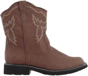 ROPER Womens Chunk Rider Embroidery Round Toe Casual Boots Ankle Low Heel 1-2" - Brown - Size 9 B
