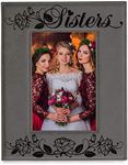 KATE POSH Sisters Engraved Leather Picture Frame - Maid of Honor Gifts, Matron of Honor Gifts, Bridesmaid Wedding Gifts, Birthday Gifts, Big Sister, Little Sister, Best Friend (5x7-Vertical)