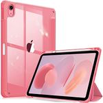 FINTIE Hybrid Case Compatible with iPad 10th Generation 2022 (10.9 Inch) - [Ultra Slim] Shockproof Clear Cover with Built-in Pencil Holder, Auto Wake/Sleep, Pink