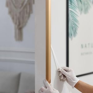 Gaahing Aluminum L Molding Corner Guards, Peel and Stick Trim for Wall Protection, Door Frame, Tile Edge (3Pcs x 2.9ft x 0.8in, Matte Gold)