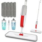 Microfibre Spray Mop for Cleaning Floors - MANGOTIME Laminate Floor Mop for Wooden Hard Floor Vinyl Tile LVT Wet Dry Flat Mop Kitchen Floor Mop with Spray 2 Refillable Bottles 4 Washable Pads