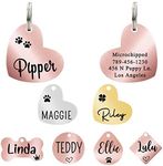 Ultra Joys Dog ID Tag, Custom Dog Tag, Personalized Dog Tag, Dog Tag, Pet ID Tag, Dog Tag for Dogs, Brushed Stainless Steel Heart Dog Tag Rose Gold Large