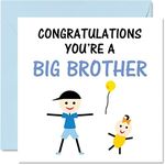 New Baby Card - Congratulations You're a Big Brother Newborn Baby Cards, Well Done Congrats New Baby Cards, Welcome To The World Home Gifts, 145mm x 145mm Baby Greeting Cards for Siblings