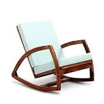 Shubam Decor Sheesham Wood Rocking Chair for Living Room | Rosewood Contemporary Arm Rest Swing Chair | Resting Adults Chair with Cushions for Home | Brown & White Cushions