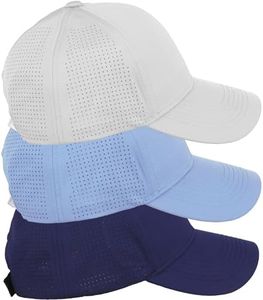Daxton Air Cool Tech Hat Ventilated Micro Holes Structured High Profile Baseball Cap 3 Pack - Navy,Light Blue,White