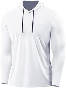 CADMUS Men's Workout Long Sleeve Fishing Shirts UPF 50+ Sun Protection Dry Fit Hoodies, 096# White, 1 Piece, Large